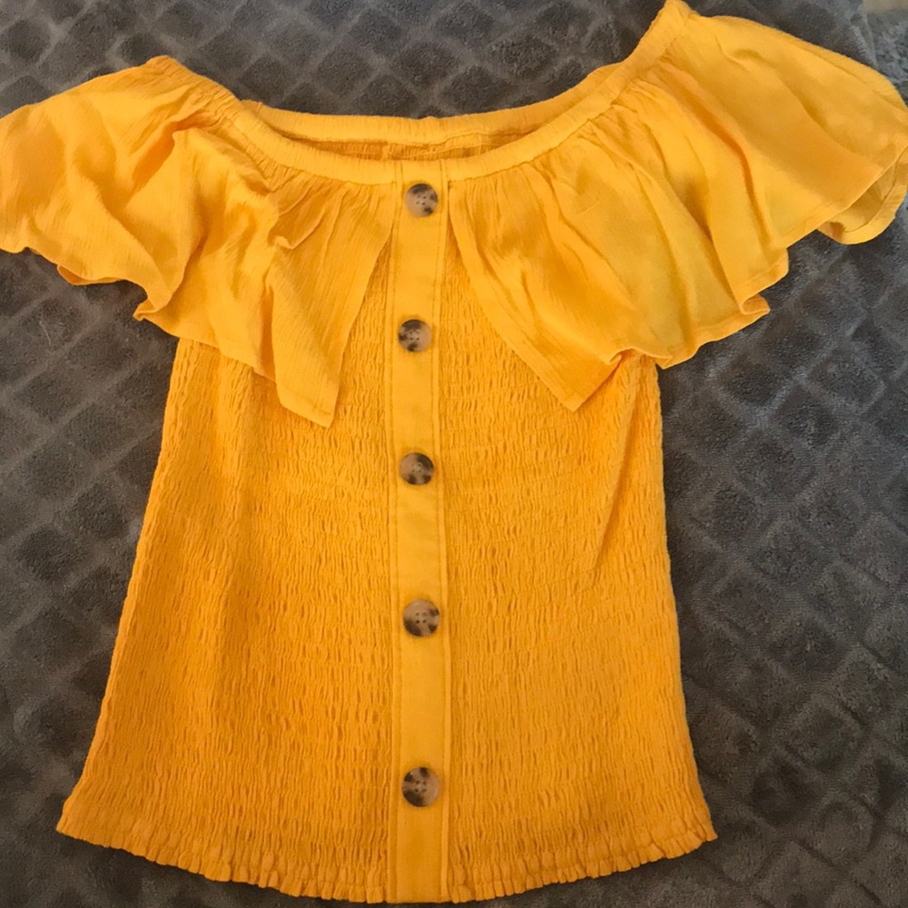 off the shoulder button up blouse
